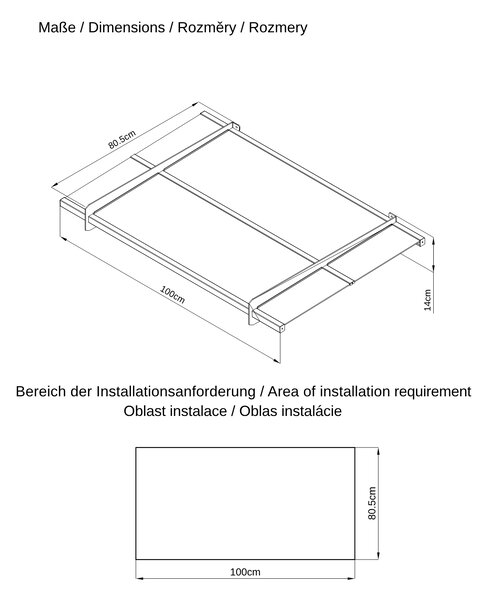 Hliníkový vchodový přístřešek BestBerg BBDA-A10 / 100 x 80 cm / šedá