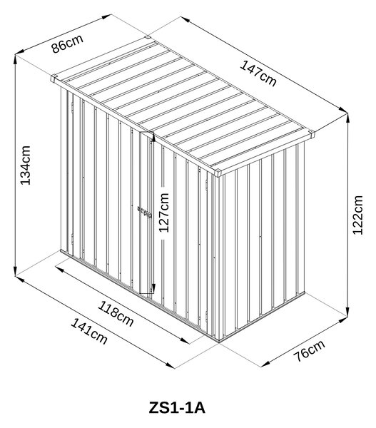 Zahradní domek BestBerg ZS1-1A / 1,3 m² / 147 x 86 x 134 cm / šedá