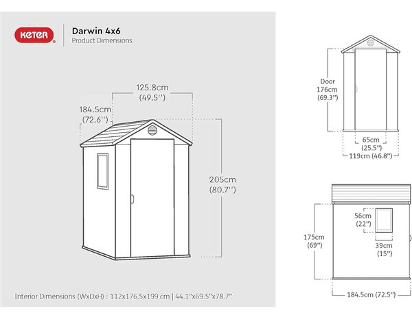 Keter Darwin 4×6 (2,3 m²) — zahradní domek, zelený