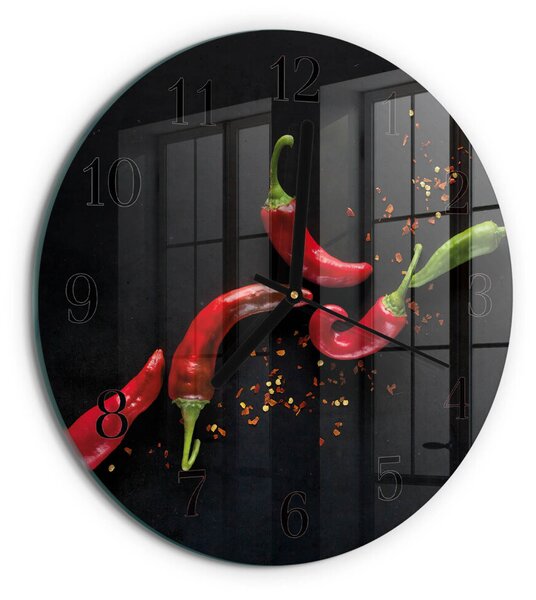 Skleněné nástěnné hodiny Chilli papričky zsoc-fi30-00180597