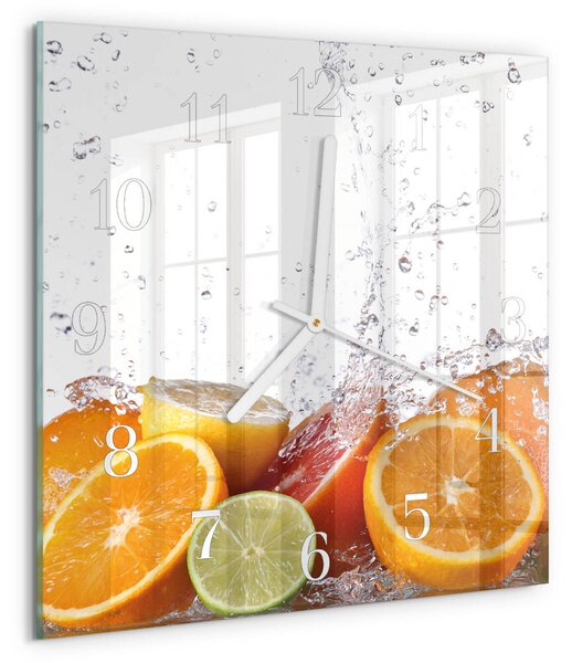 Skleněné hodiny Pomeranče zskb-30x30-00087655