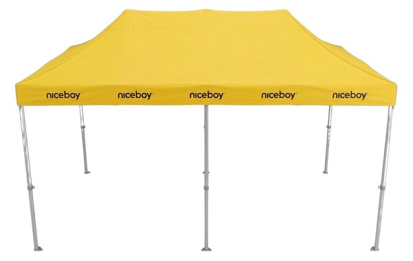 TENTino SET - Nůžkový párty stan 4x6 m / 6 noh EXTRA HIGH ROOF s jednostranným potiskem Typ konstrukce: BIG HEXAGON S VYŠŠÍ ŠPICÍ, Rozsah potisku: pouze střecha, Plachtovina - gramáž: polyester 230 g/m2