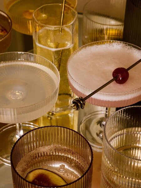 Ferm Living Skleničky Ripple Champagne Saucer set 2ks, blush