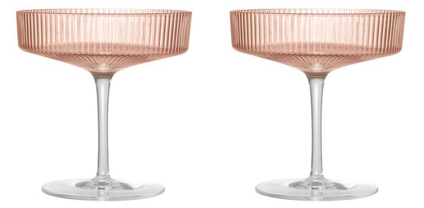 Ferm Living Skleničky Ripple Champagne Saucer set 2ks, blush