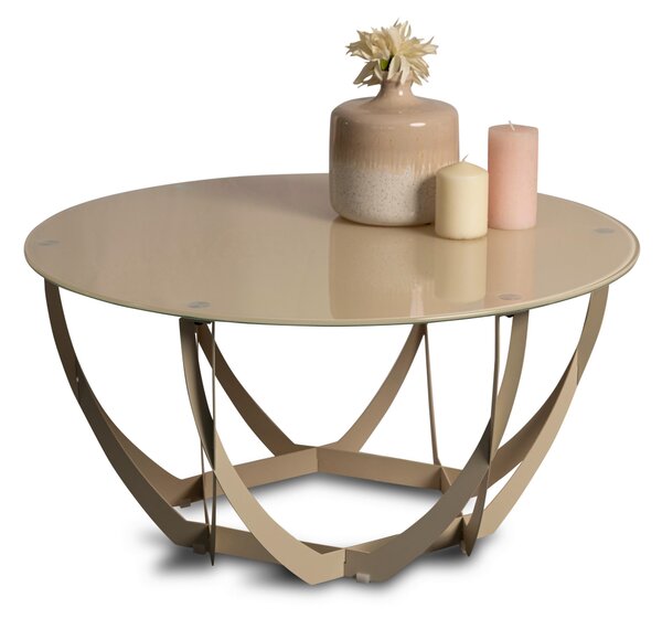 KONFERENČNÍ STOLEK, krémová, kov, sklo, 80/80/40 cm Xora - Konferenční stolky, Online Only