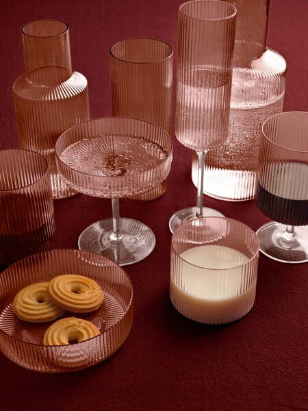 Ferm Living Karafa se sklenicí Ripple Small, blush