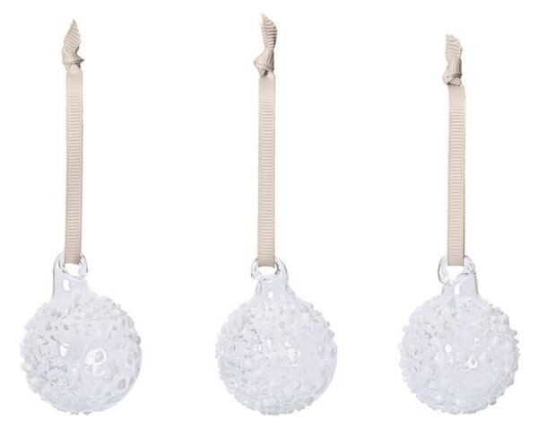 Ferm Living Vánoční baňky Flurry S set 3ks, white