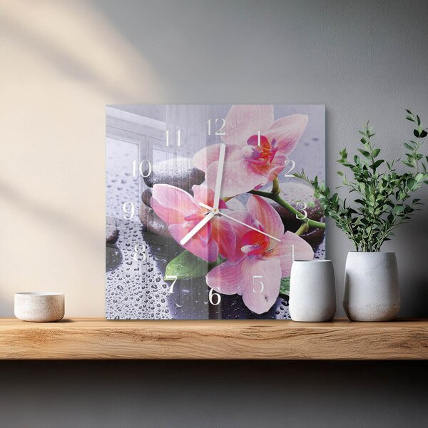 Skleněné hodiny Orchidej zskb-30x30-00086589