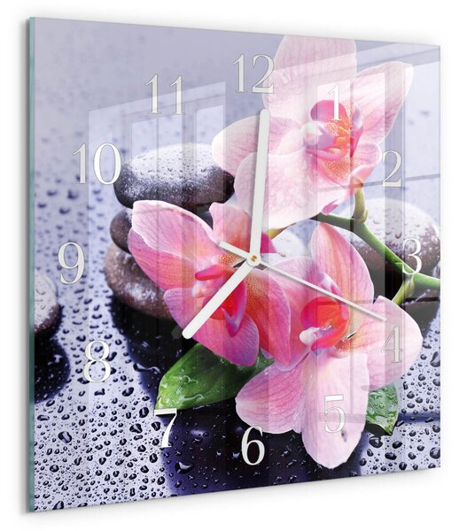 Skleněné hodiny Orchidej zskb-30x30-00086589