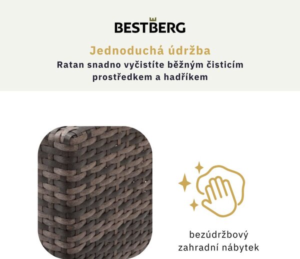 Polohovatelné ratanové lehátko BestBerg BBRF-1140BL / černá/šedá
