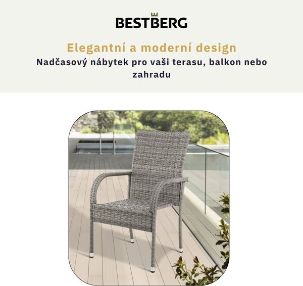 Sada dvou ratanových křesel BestBerg Hayti BBRF-1778G / 2 ks / šedá