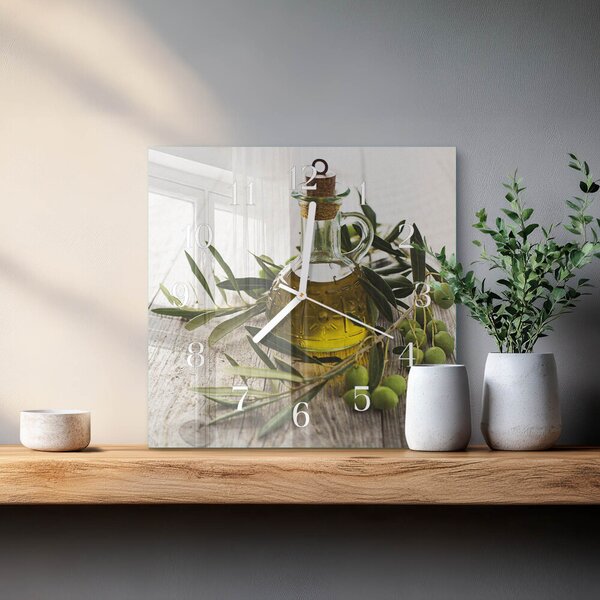 Skleněné hodiny Olivový olej zskb-30x30-00093058
