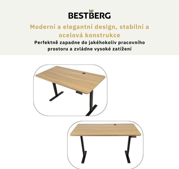 Výškově nastavitelná stolová podnož BestBerg BBAT-FB / výška 70-114 cm / černá