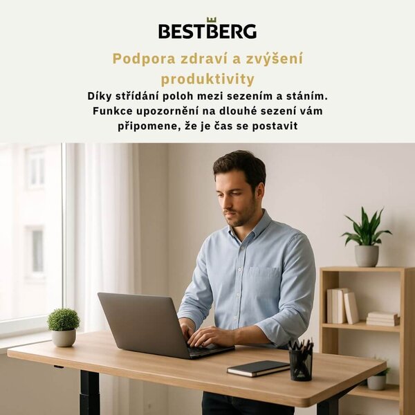 Výškově nastavitelná stolová podnož BestBerg BBAT-FB / výška 70-114 cm / černá
