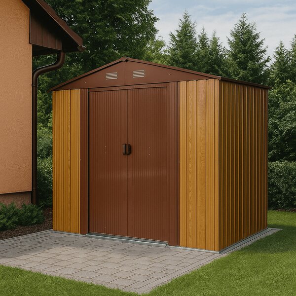 Zahradní domek BestBerg ZDB-4D / 4,1 m² / 236 x 174 x 206 cm / dekor dřevo/hnědá