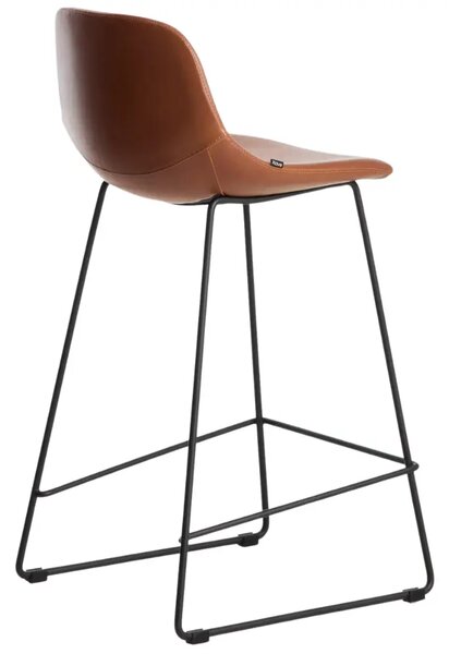 Kave Home Koňakově hnědá koženková barová židle Zahara 76 cm III
