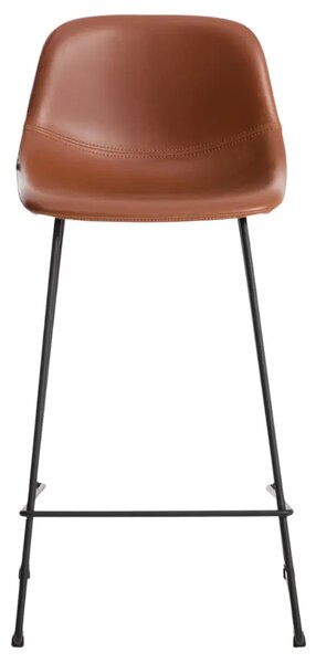 Kave Home Koňakově hnědá koženková barová židle Zahara 76 cm III