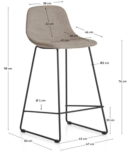 Kave Home Hnědá látková barová židle Zahara 76 cm III