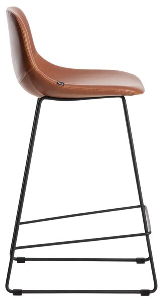 Kave Home Koňakově hnědá koženková barová židle Zahara 76 cm III