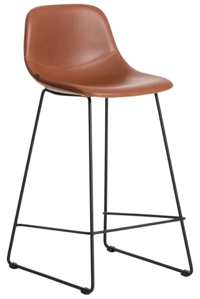 Kave Home Koňakově hnědá koženková barová židle Zahara 76 cm III