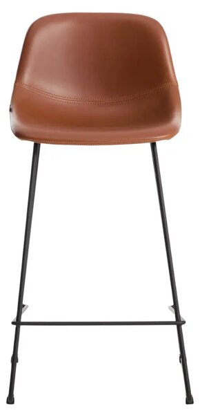 Kave Home Koňakově hnědá koženková barová židle Zahara 65 cm III