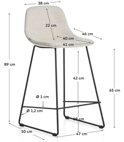 Kave Home Béžová látková barová židle Zahara 65 cm III