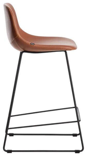 Kave Home Koňakově hnědá koženková barová židle Zahara 65 cm III