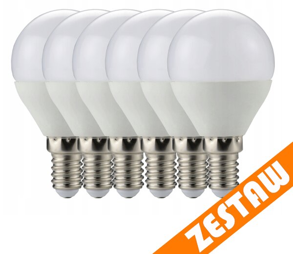 SADA 6x LED žárovka E14 G45 3W kulová 270lm - studená bílá