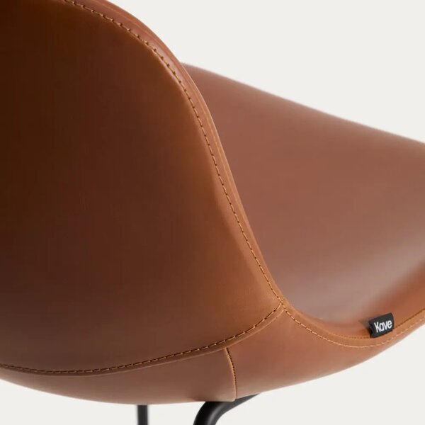 Kave Home Koňakově hnědá koženková barová židle Zahara 65 cm III