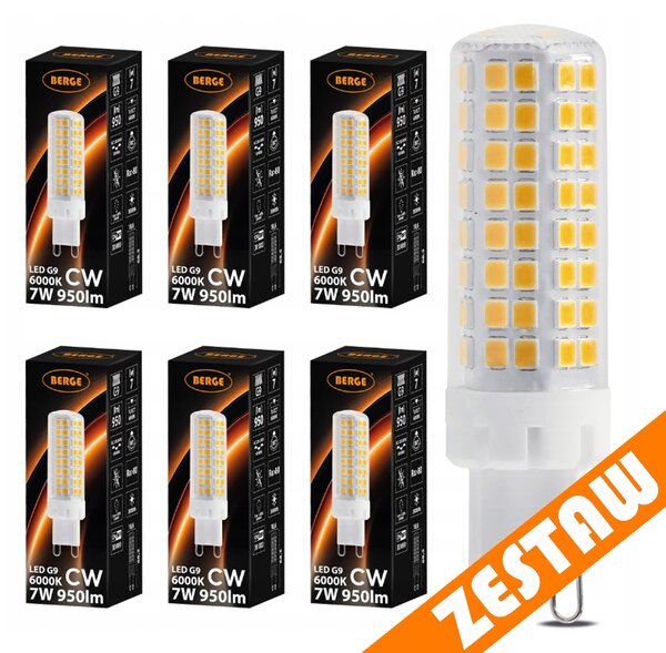 SADA 6 x LED žárovka G9 7W 950lm 6000K - studená bílá