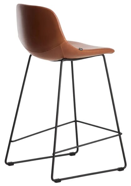Kave Home Koňakově hnědá koženková barová židle Zahara 65 cm III