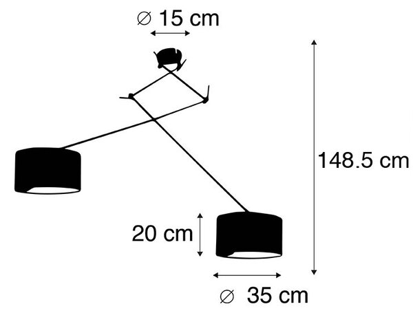 Závěsné svítidlo černé s stínítkem 35 cm zelené nastavitelné 2-světlo - Blitz
