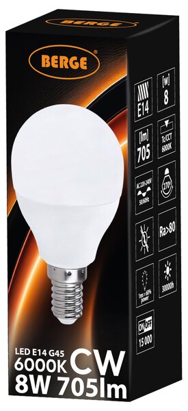 SADA 6x LED žárovka G45 E14 8W 705lm - studená bílá
