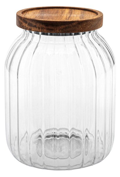 Skleněná nádoba s dřevěným víkem HARMONY, 2 l