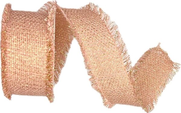Stuha bavlněná RUSTIC GLOW PEACH růžová 40mm x 2m (20,-Kč/m)