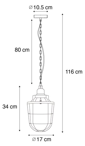 Sada 3 průmyslových závěsných lamp černých - Cabin
