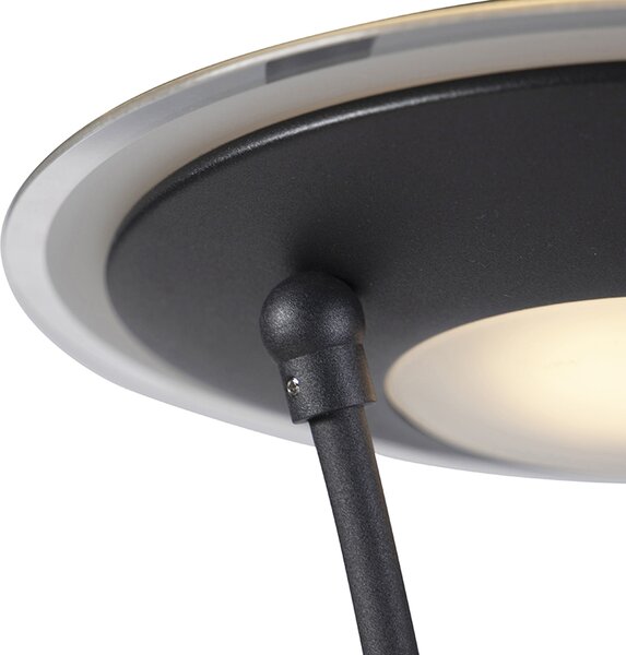 Stojací lampa černá s ramenem na čtení vč. LED a USB portem - Sevilla