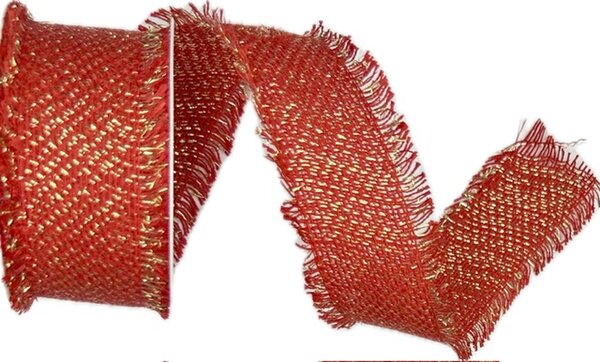 Stuha bavlněná RUSTIC GLOW SCARLET červená 40mm x 2m (20,-Kč/m)