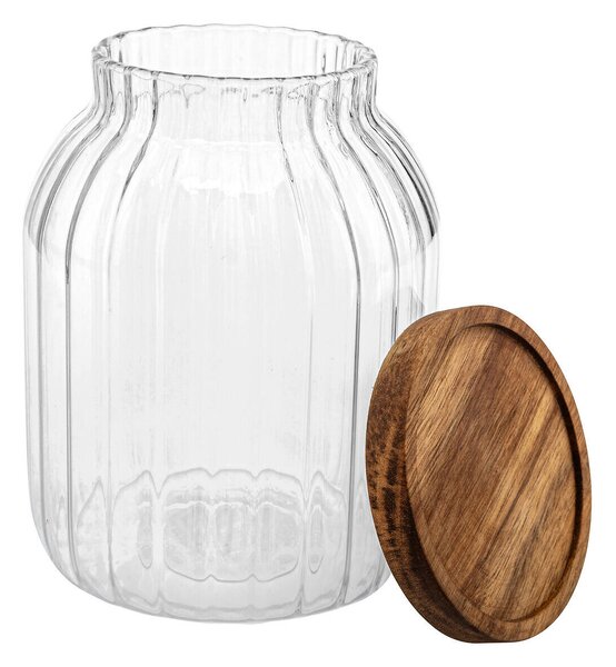 Skleněná nádoba s dřevěným víkem HARMONY, 2 l
