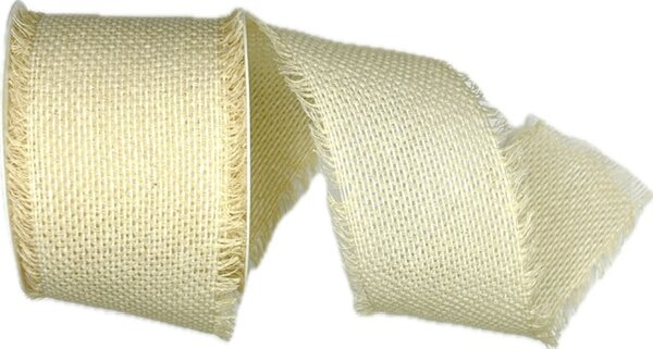 Stuha bavlněná NATURAL CHARM CREAM krémová 60mm x 2m (19,-Kč/m)