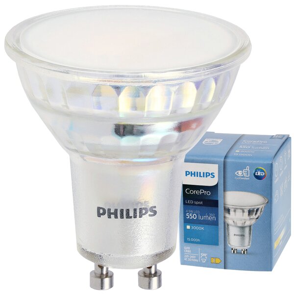 SADA 10x GU10 LED žárovka PHILIPS 4,9W 550lm - teplá bílá