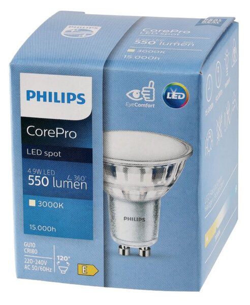 SADA 10x GU10 LED žárovka PHILIPS 4,9W 550lm - teplá bílá