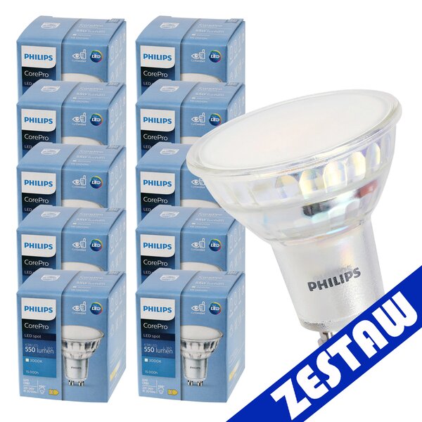 SADA 10x GU10 LED žárovka PHILIPS 4,9W 550lm - teplá bílá