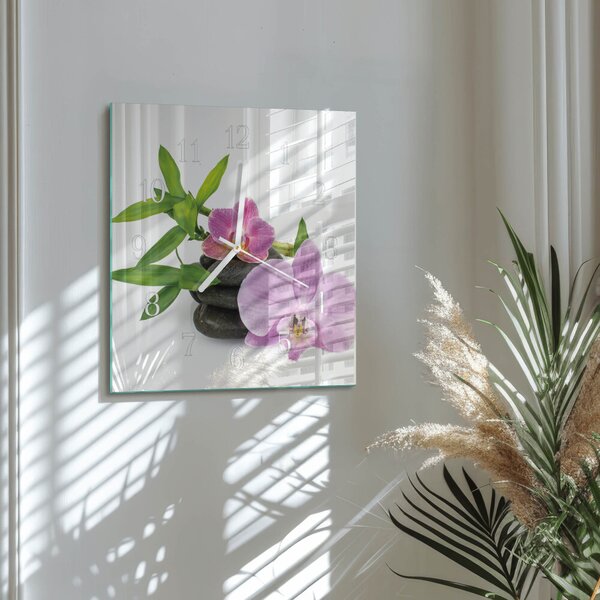 Skleněné hodiny Orchidej zskb-30x30-00086574