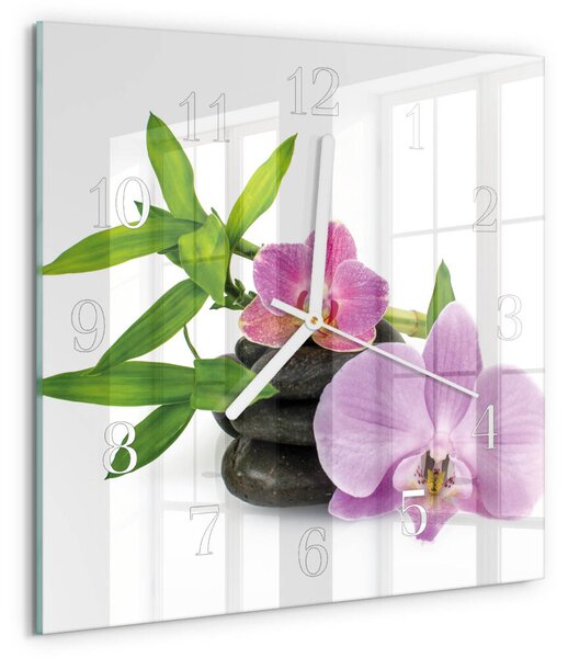 Skleněné hodiny Orchidej zskb-30x30-00086574