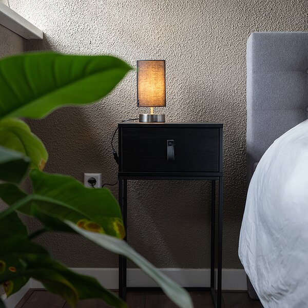 Moderní stolní lampa černá s ocelí - Milo 2