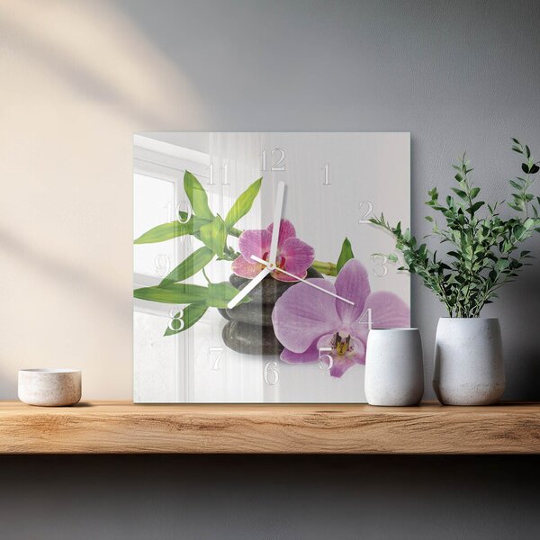 Skleněné hodiny Orchidej zskb-30x30-00086574
