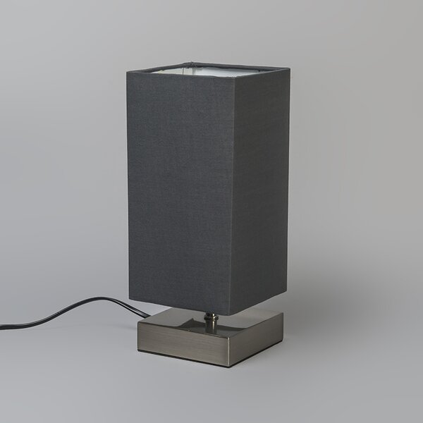 Moderní stolní lampa šedá s ocelí - Milo