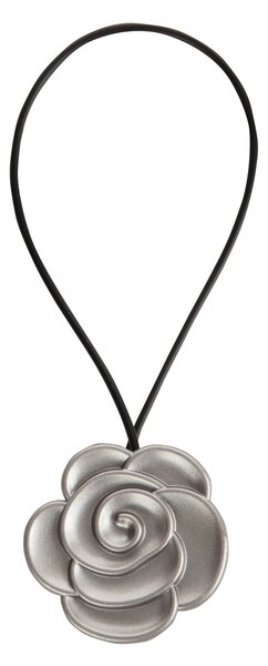 SADA 2KS DEKORAČNÍ SPONA NA ZÁVĚS FLOWER S MAGNETEM 5 X 21 CM STŘÍBRNÁ