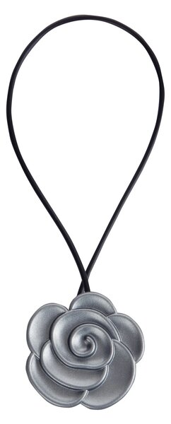 SADA 2KS DEKORAČNÍ SPONA NA ZÁVĚS FLOWER S MAGNETEM 5 X 21 CM ŠEDÁ